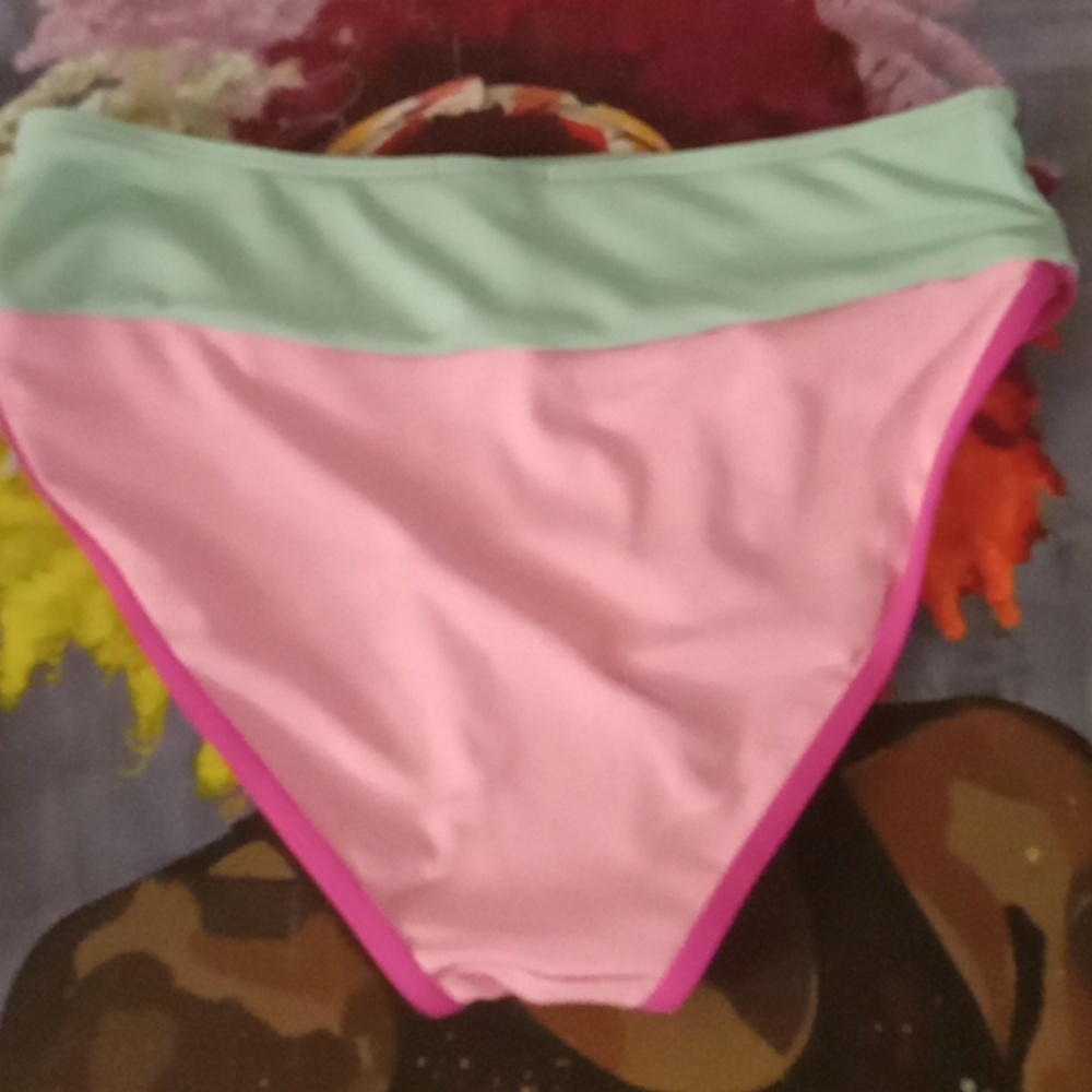 Pink Lily Vibrant Pink and Green Bikini - Picture 3 of 4